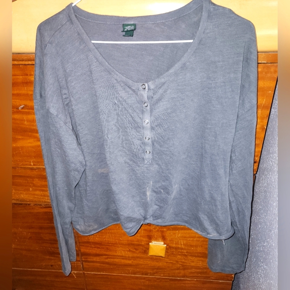 Gray front tie crop top